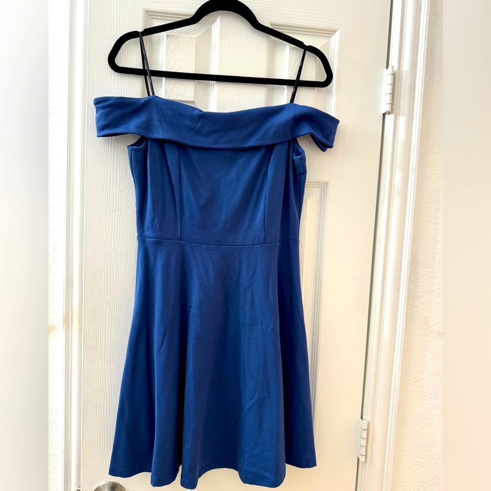 Blue off the shoulder dress